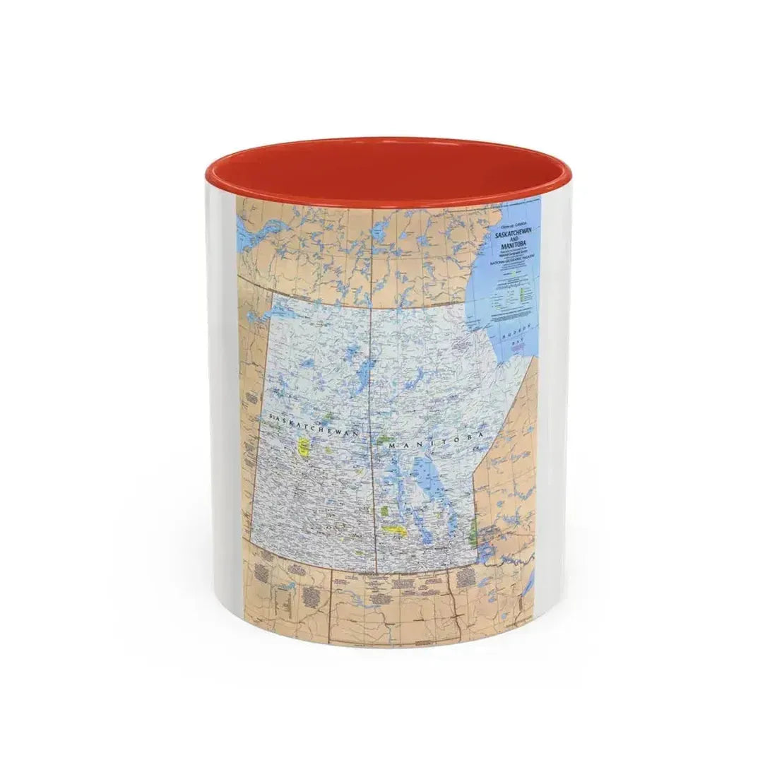 Canada - Saskatchewan & Manitoba (1979) (Map) Accent Coffee Mug 11oz Red - Go Mug Yourself