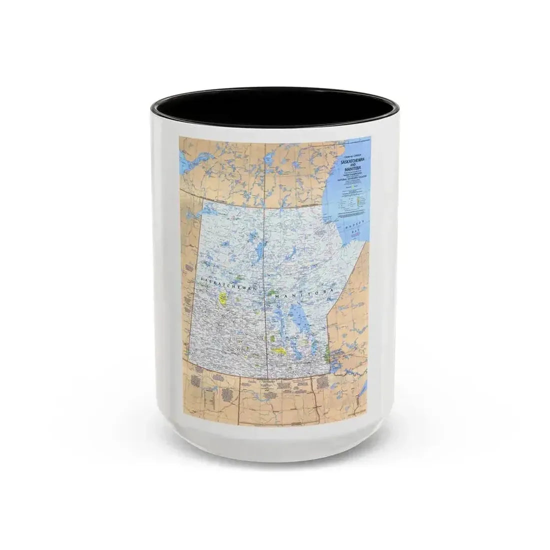 Canada - Saskatchewan & Manitoba (1979) (Map) Accent Coffee Mug 15oz Black - Go Mug Yourself