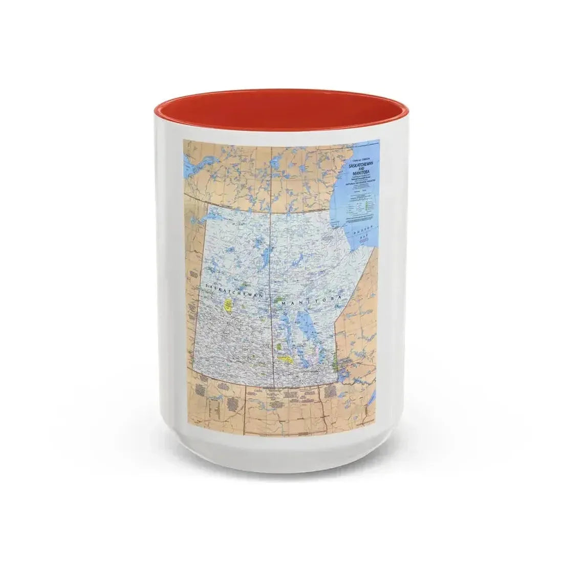 Canada - Saskatchewan & Manitoba (1979) (Map) Accent Coffee Mug 15oz Red - Go Mug Yourself
