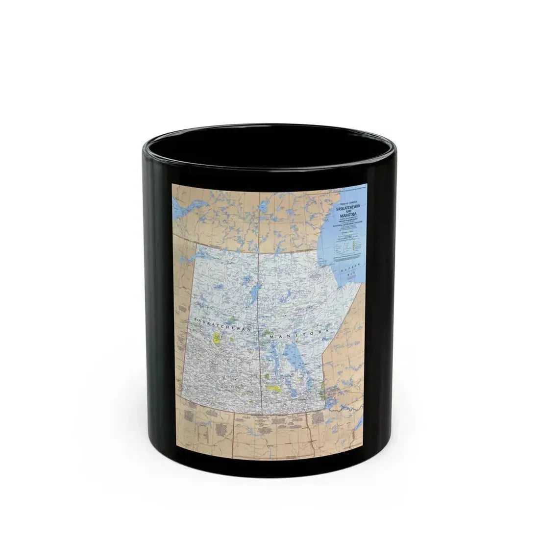 Canada - Saskatchewan & Manitoba (1979) (Map) Black Coffee Mug 11oz - Go Mug Yourself