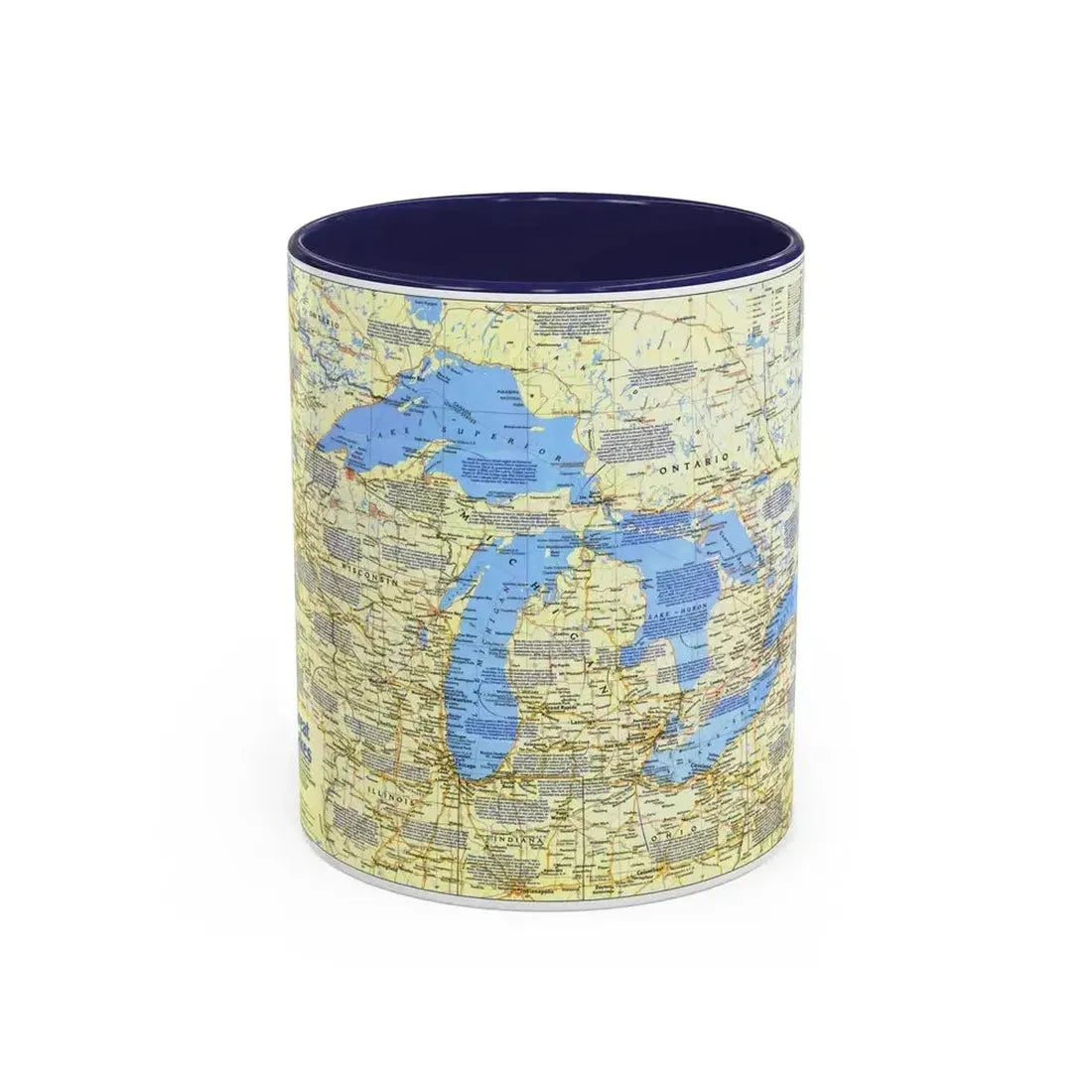 Canada - The Great Lakes 1 (1987) (Map) Accent Coffee Mug 11oz Navy - Go Mug Yourself