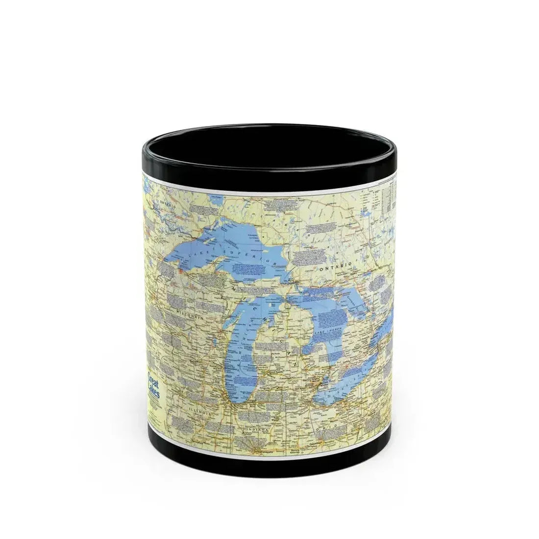Canada - The Great Lakes 1 (1987) (Map) Black Coffee Mug 11oz - Go Mug Yourself