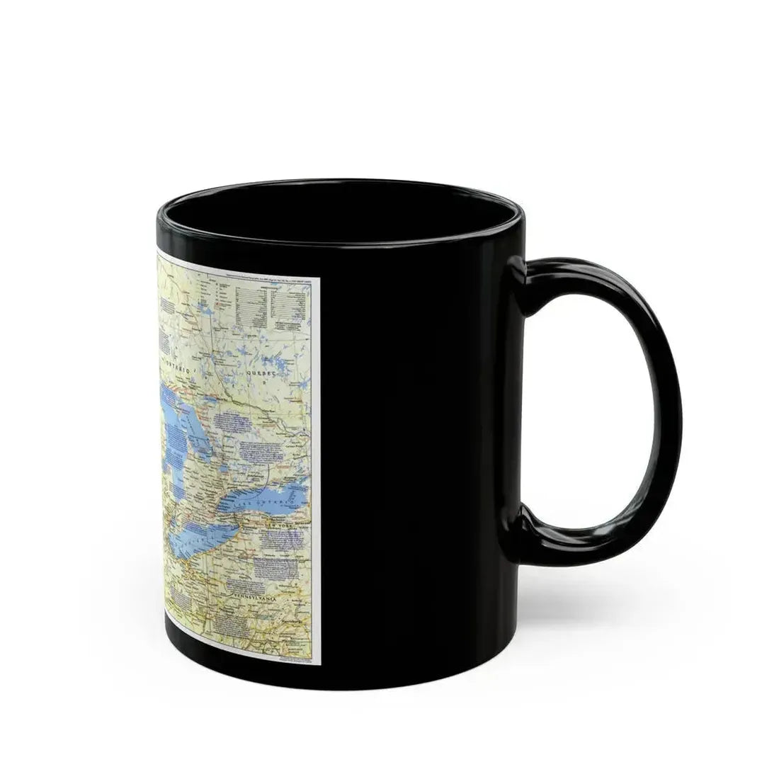 Canada - The Great Lakes 1 (1987) (Map) Black Coffee Mug - Go Mug Yourself