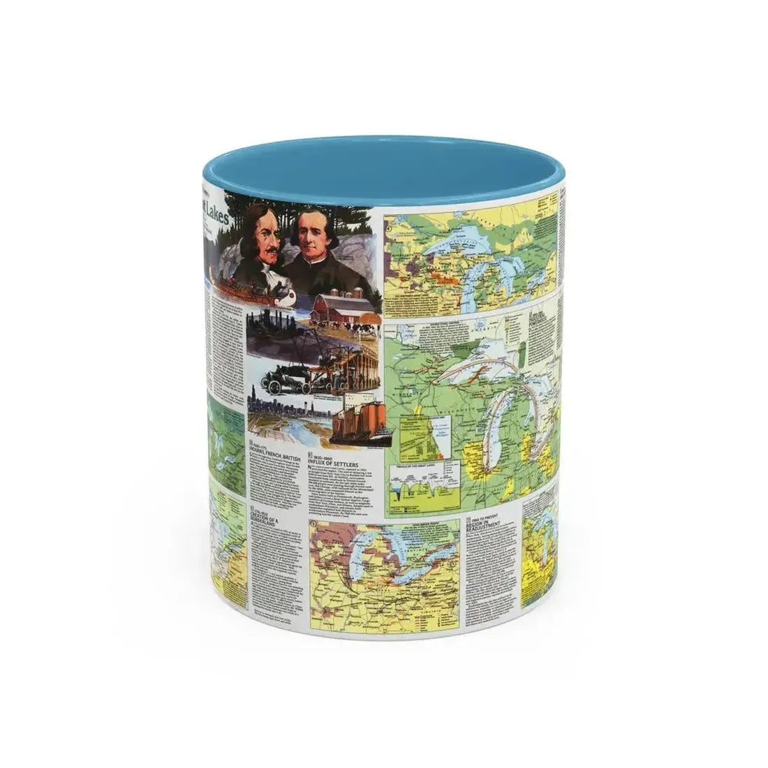 Canada - The Great Lakes 2 (1987) (Map) Accent Coffee Mug 11oz Light Blue - Go Mug Yourself