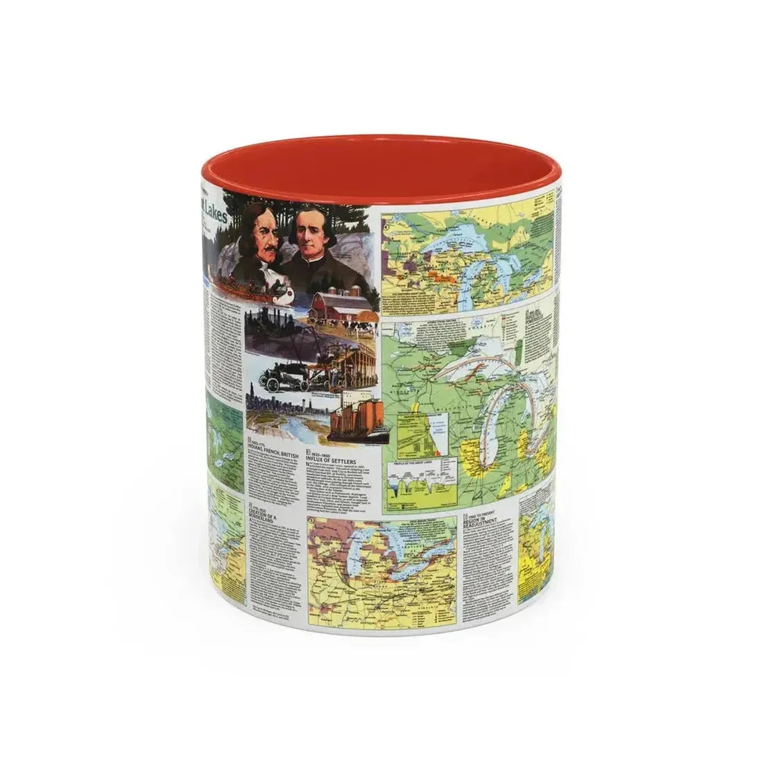 Canada - The Great Lakes 2 (1987) (Map) Accent Coffee Mug 11oz Red - Go Mug Yourself