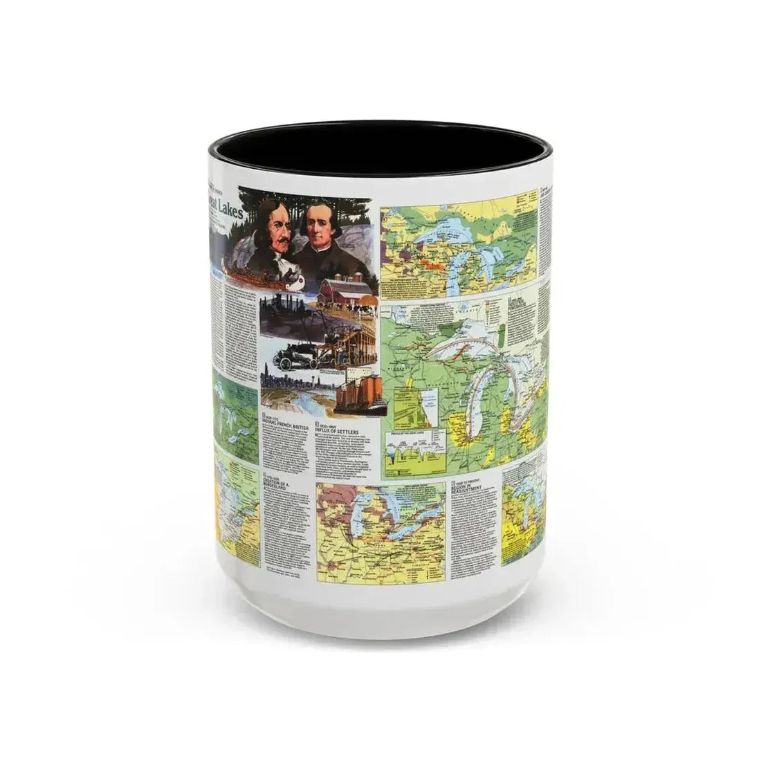 Canada - The Great Lakes 2 (1987) (Map) Accent Coffee Mug 15oz Black - Go Mug Yourself