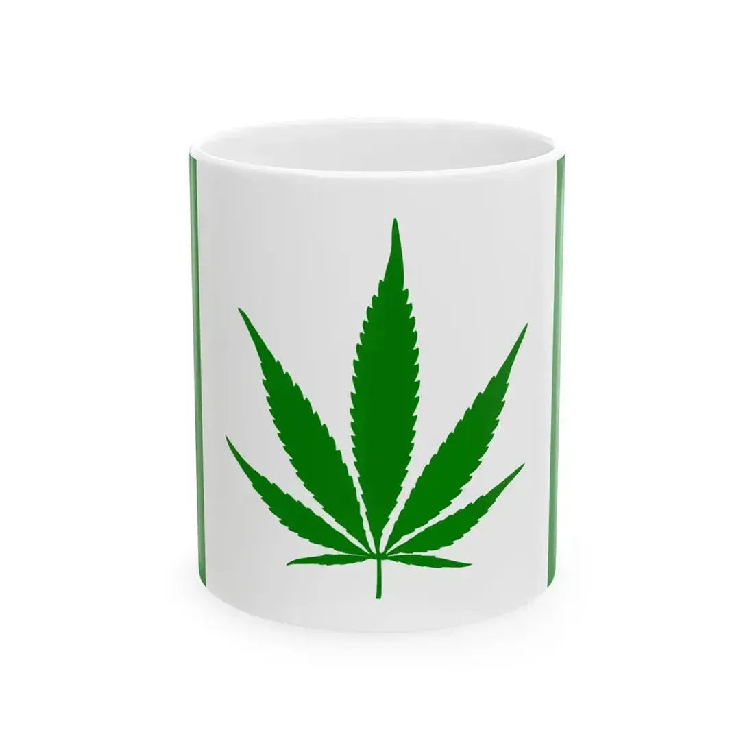 Canada Weed Flag all green (Canada) White Coffee Mug 11oz - Go Mug Yourself