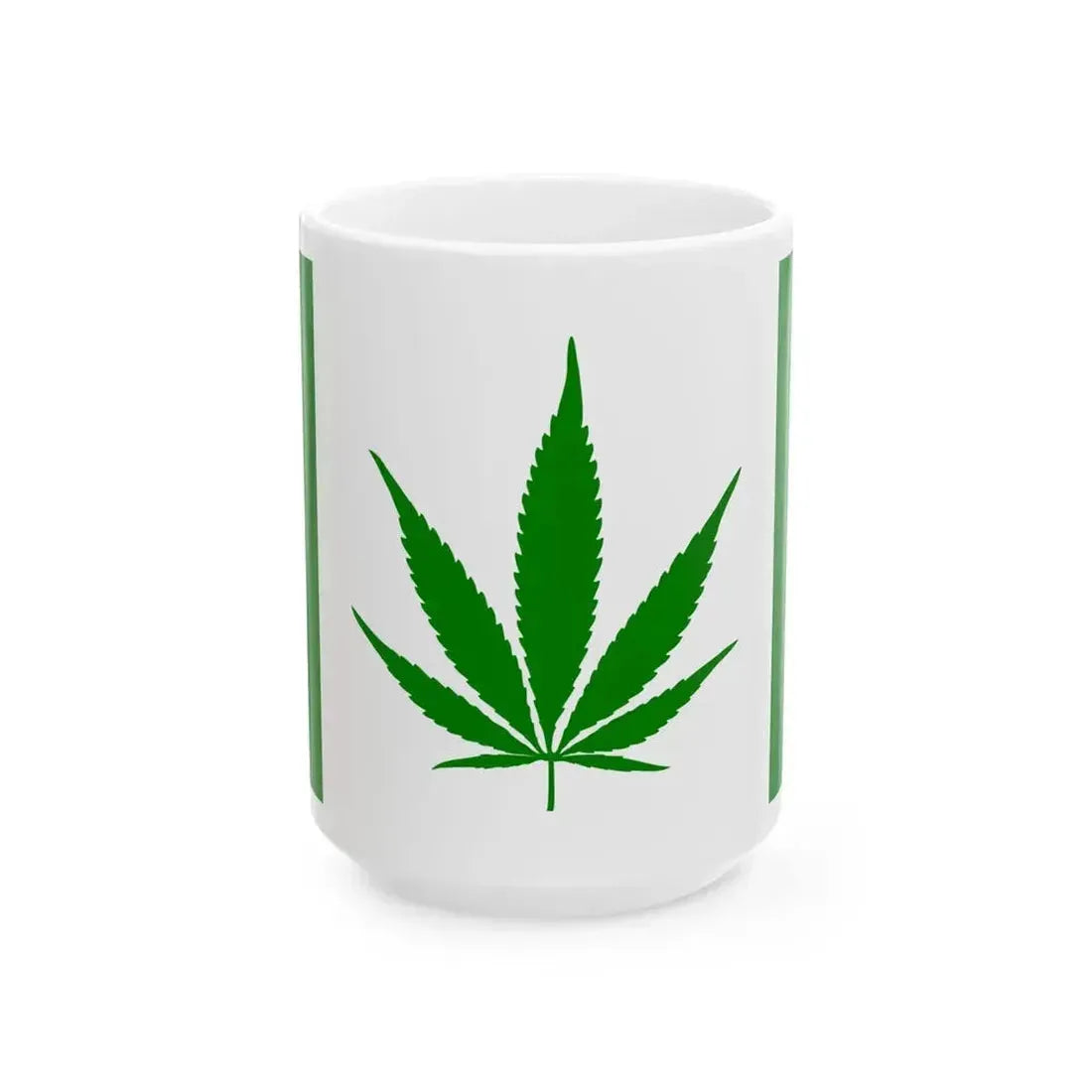 Canada Weed Flag all green (Canada) White Coffee Mug 15oz - Go Mug Yourself