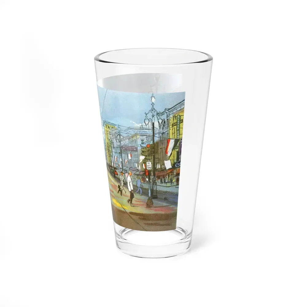 Canal Street, New Orleans by Hermann B. Deutsch, Esquire magazine, 1954 (Magazine Illustration) Pint Glass 16oz - Go Mug Yourself