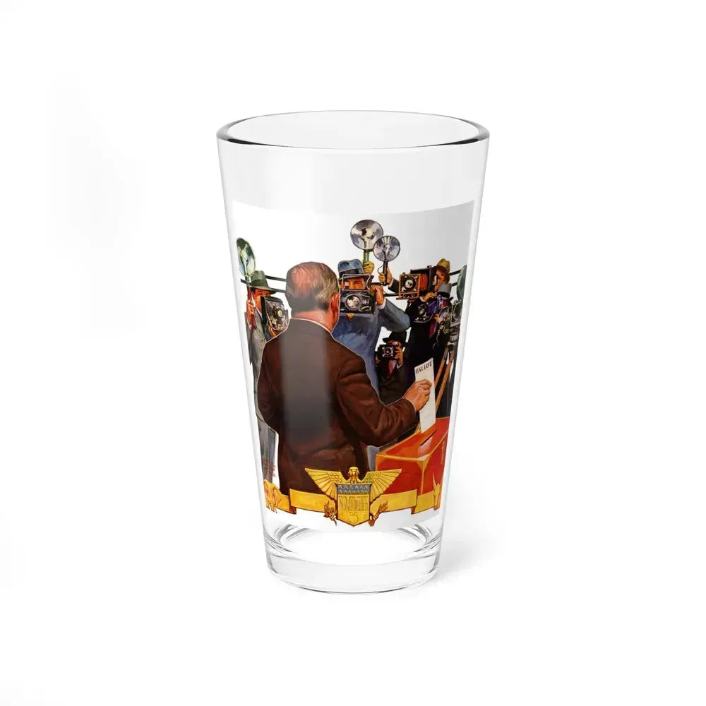 Candidate Voting, The Saturday Evening Post cover, November 7, 1936 (Magazine Illustration) Pint Glass 16oz 16oz - Go Mug Yourself
