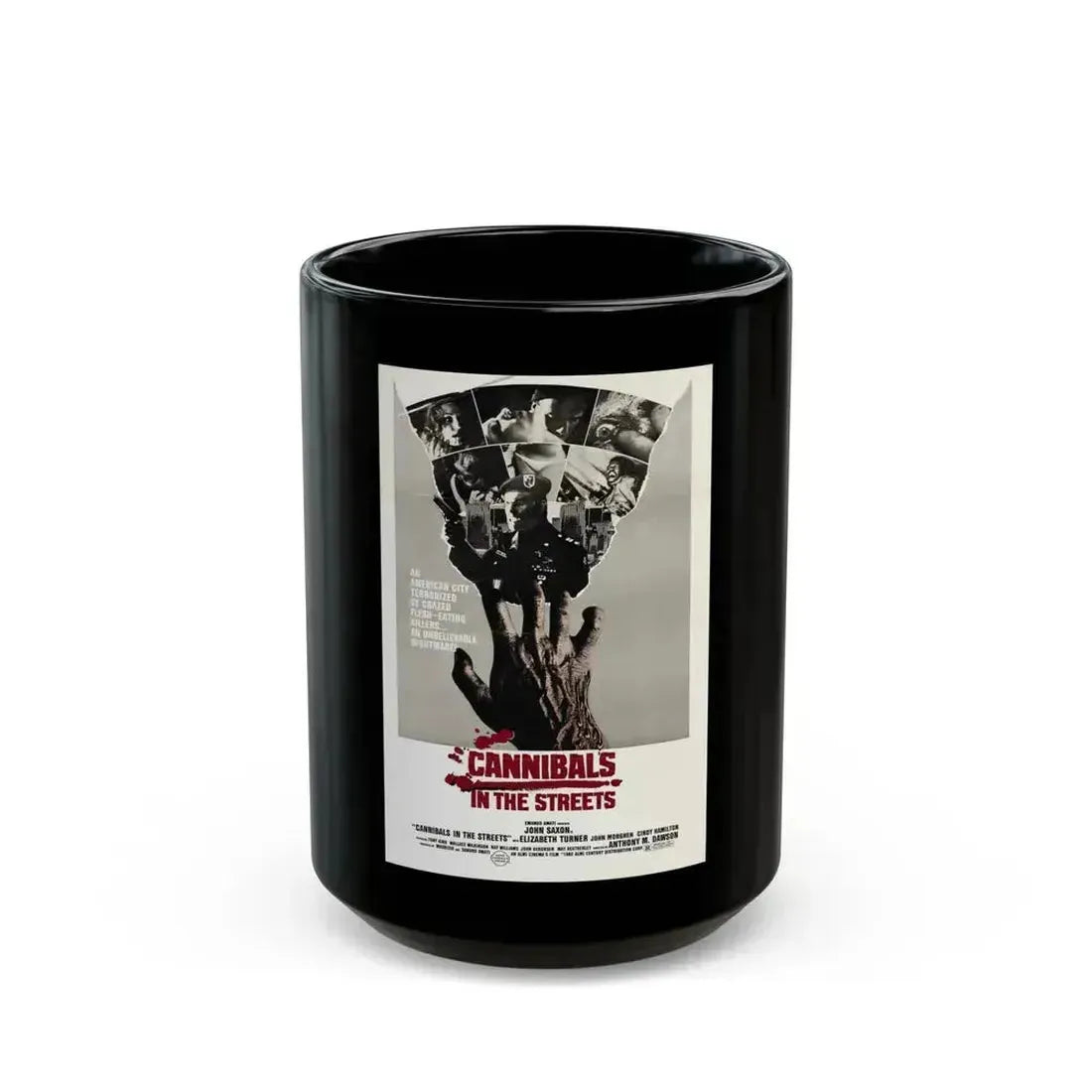 CANNIBALS IN THE STREETS 1980 Movie Poster - Black Coffee Mug 15oz - Go Mug Yourself