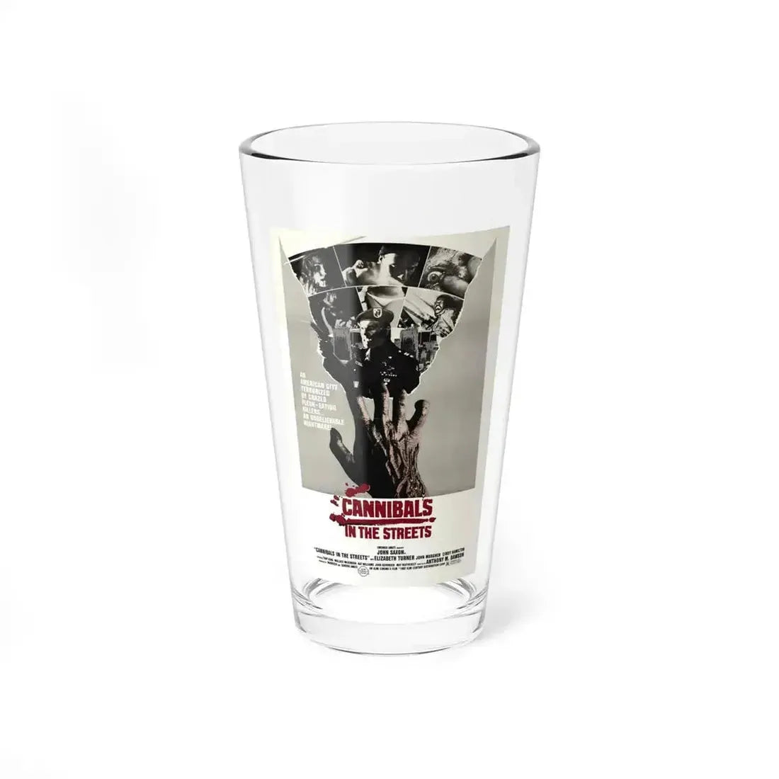 CANNIBALS IN THE STREETS 1980 Movie Poster - Pint Glass 16oz 16oz - Go Mug Yourself