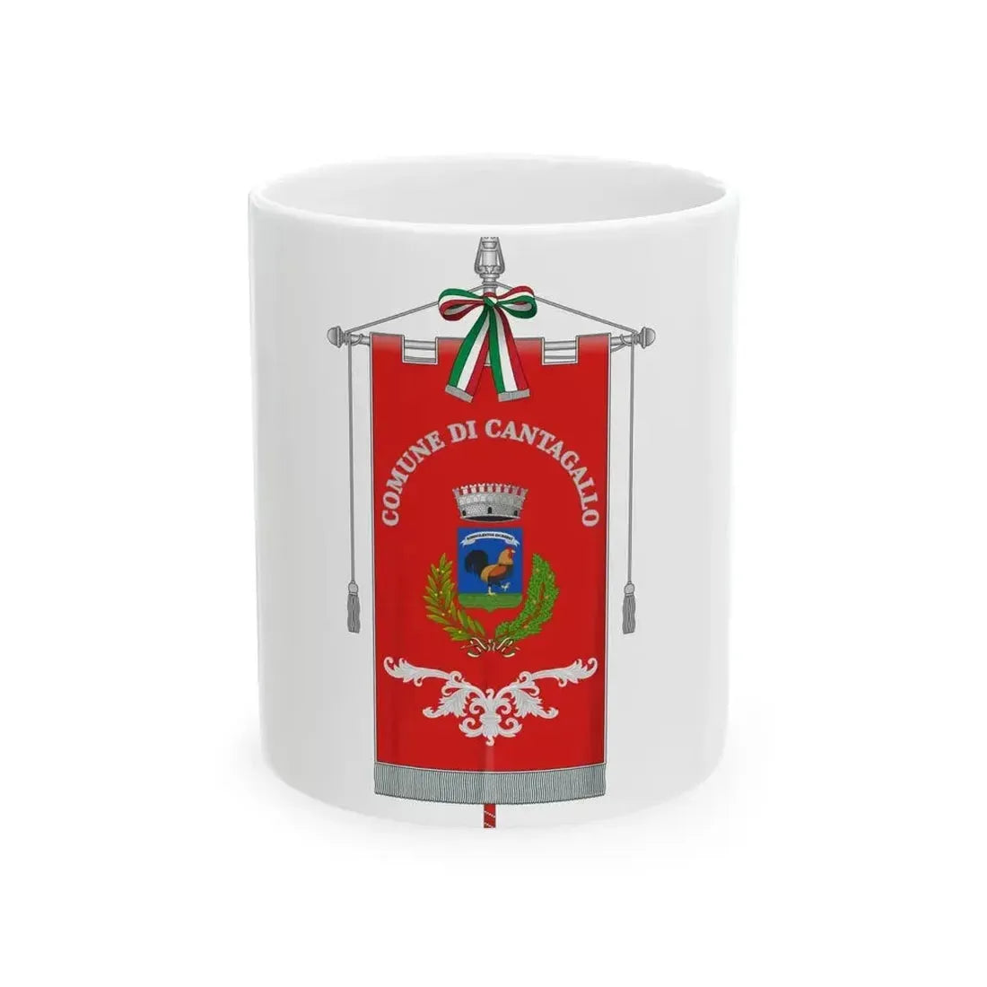 Cantagallo-Gonfalone (Italy) White Coffee Mug 11oz - Go Mug Yourself