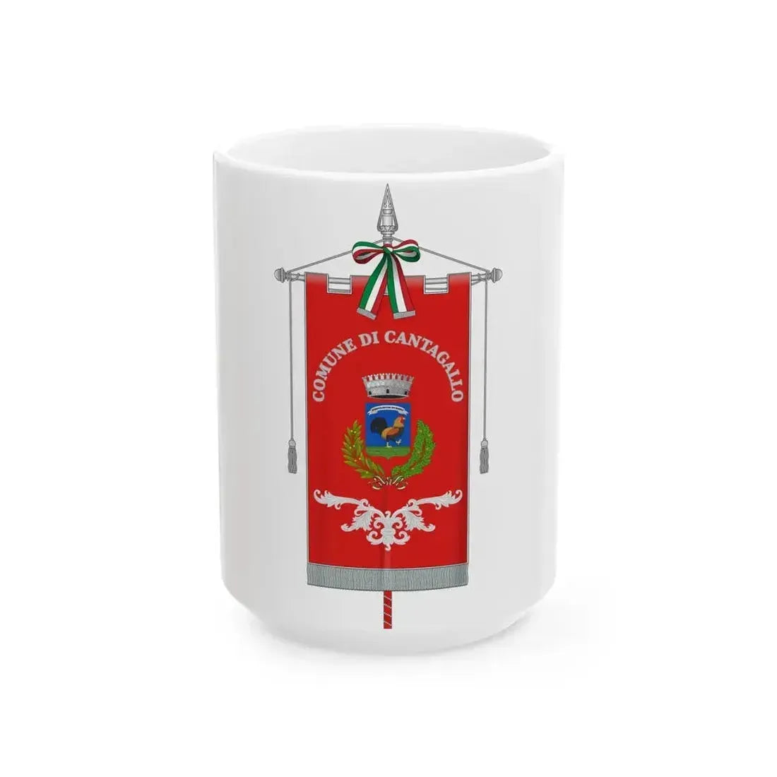 Cantagallo-Gonfalone (Italy) White Coffee Mug 15oz - Go Mug Yourself