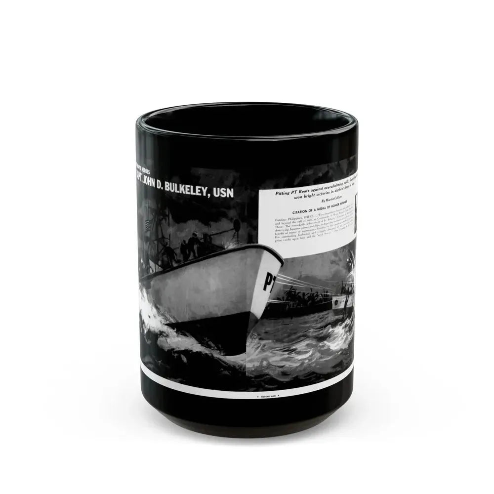 Capt. John D. Bulkeley, USN, Modern Man, August 1962 - Black Coffee Mug 15oz - Go Mug Yourself