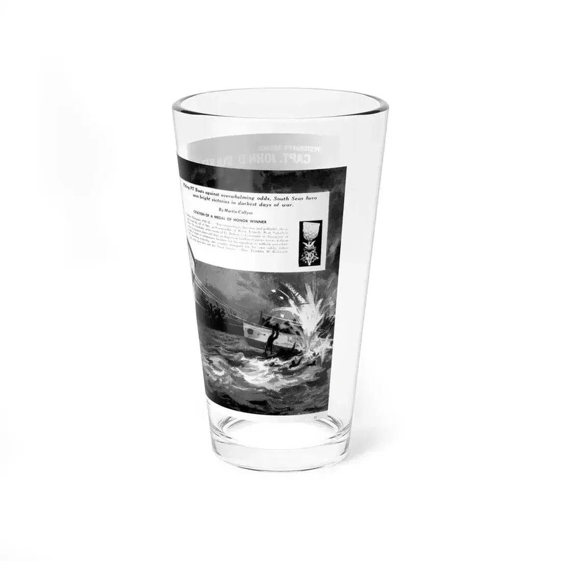 Capt. John D. Bulkeley, USN, Modern Man, August 1962 (Magazine Illustration) Pint Glass 16oz - Go Mug Yourself