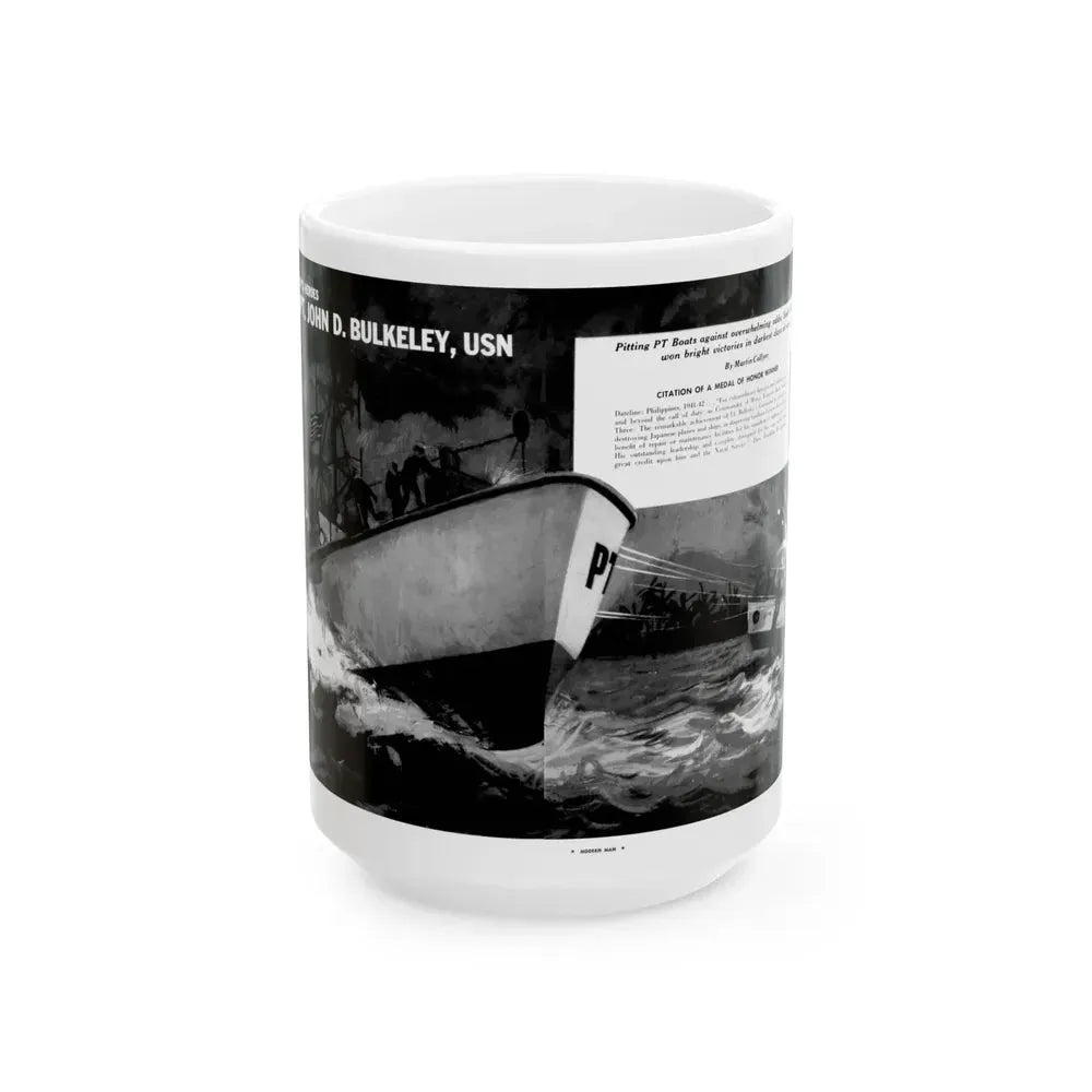 Capt. John D. Bulkeley, USN, Modern Man, August 1962 - White Coffee Mug 15oz - Go Mug Yourself