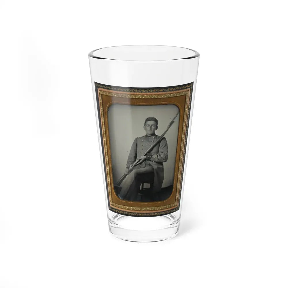 Captain Daniel Turrentine Of Company G, 12th Arkansas Infantry Regiment, In Full Officers' Uniform With Musket (U.S. Civil War) Pint Glass 16oz 16oz - Go Mug Yourself