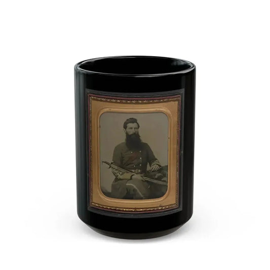 Captain George W. Hackworth Of Co. F, 1st Virginia Cavalry Regiment, In Uniform With Sword (U.S. Civil War) Black Coffee Mug 15oz - Go Mug Yourself