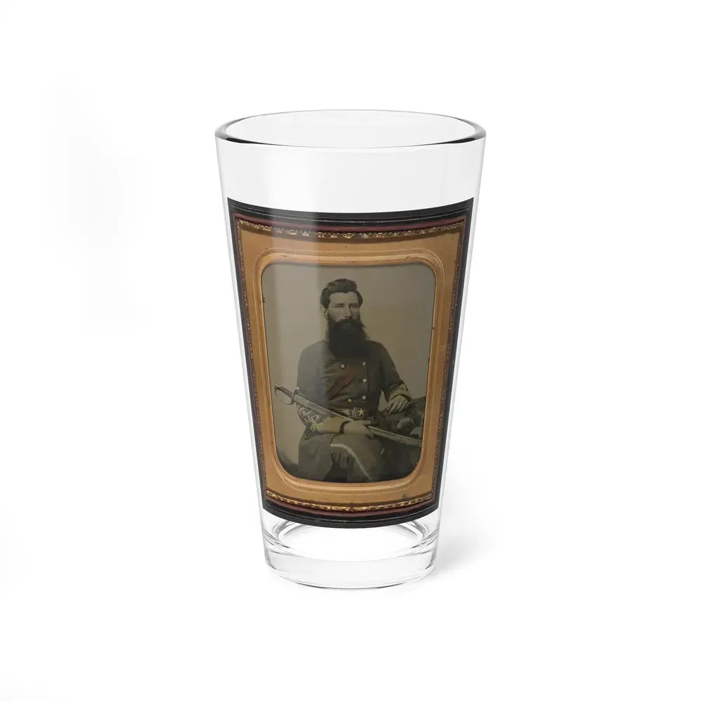 Captain George W. Hackworth Of Co. F, 1st Virginia Cavalry Regiment, In Uniform With Sword (U.S. Civil War) Pint Glass 16oz 16oz - Go Mug Yourself