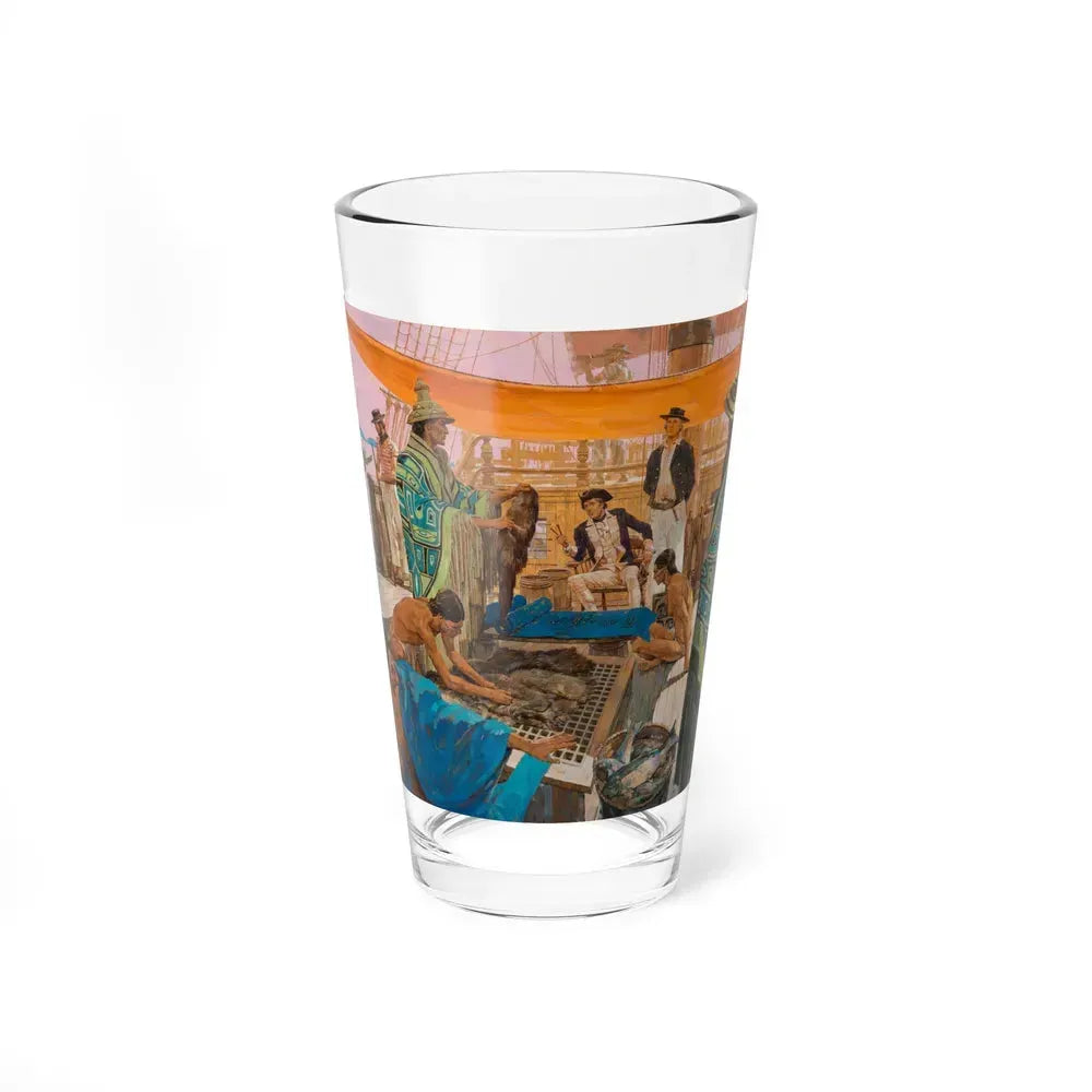 Captain Gray Anchors in the Colombia, Great Moments in American History illustration, 1966 (Magazine Illustration) Pint Glass 16oz 16oz - Go Mug Yourself