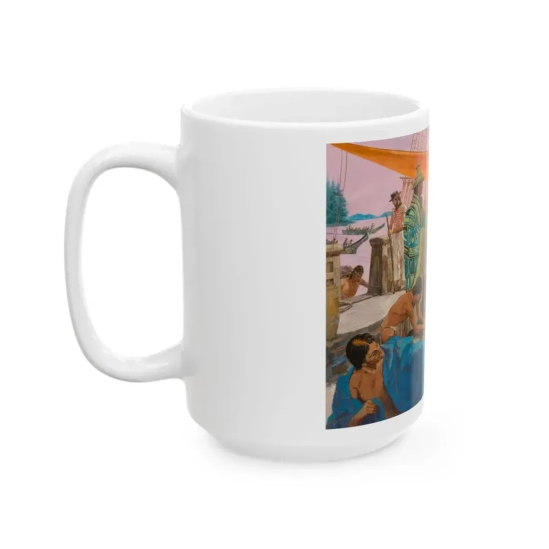Captain Gray Anchors in the Colombia, Great Moments in American History illustration, 1966 - White Coffee Mug - Go Mug Yourself