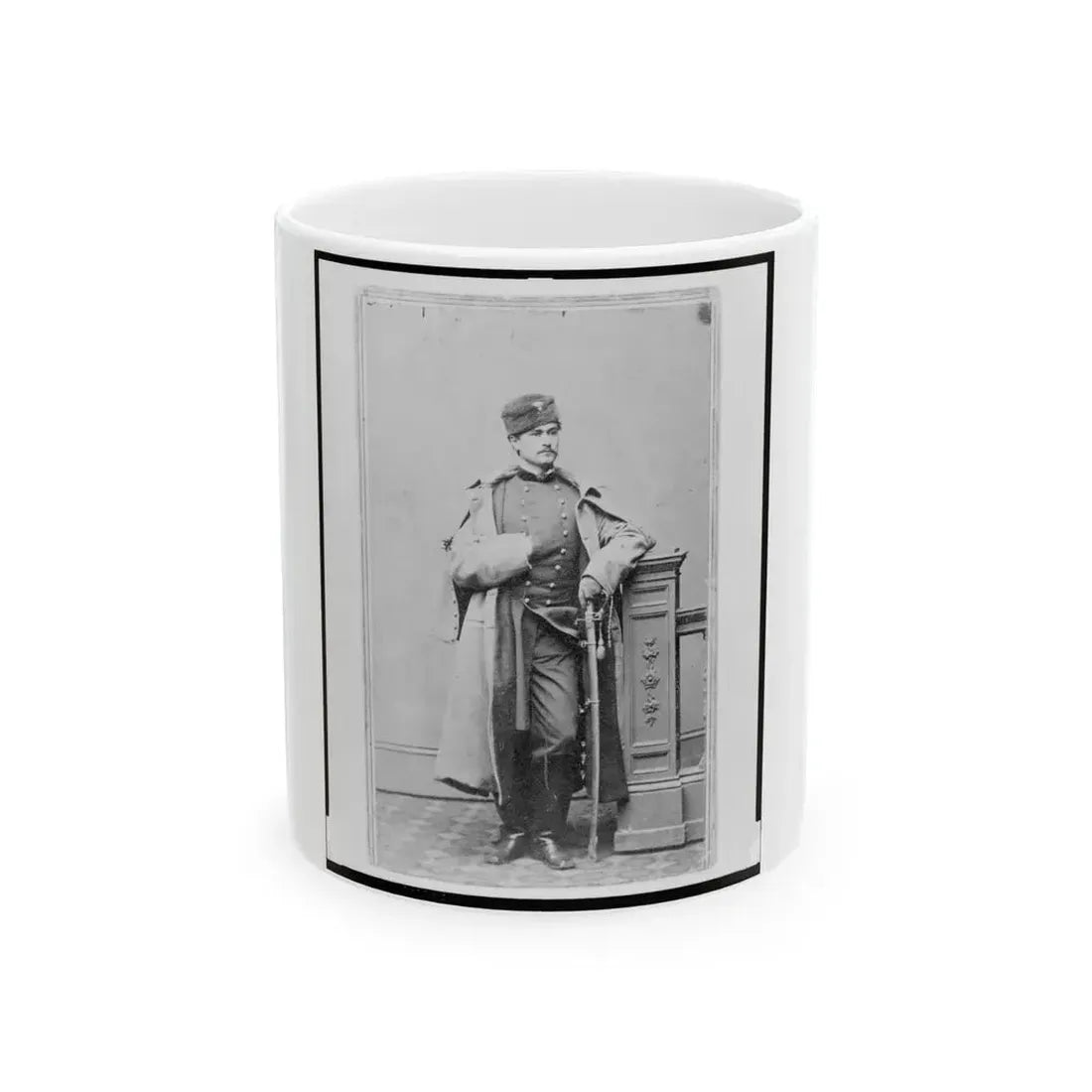 Captain Hubert Anton Casimir Dilger, Union Officer, Full-Length Portrait, Standing, Facing Front (U.S. Civil War) White Coffee Mug 11oz - Go Mug Yourself