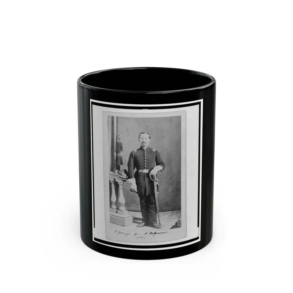 Captain Isidore Esslinger, Union Officer In The 32nd Indiana Regiment, Full-Length Portrait, Standing, Facing Front (U.S. Civil War) Black Coffee Mug 11oz - Go Mug Yourself
