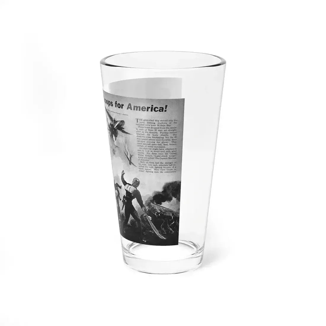 Captain Marvel Troops for America, Mechanix Illustrated, December 1941 (Magazine Illustration) Pint Glass 16oz - Go Mug Yourself