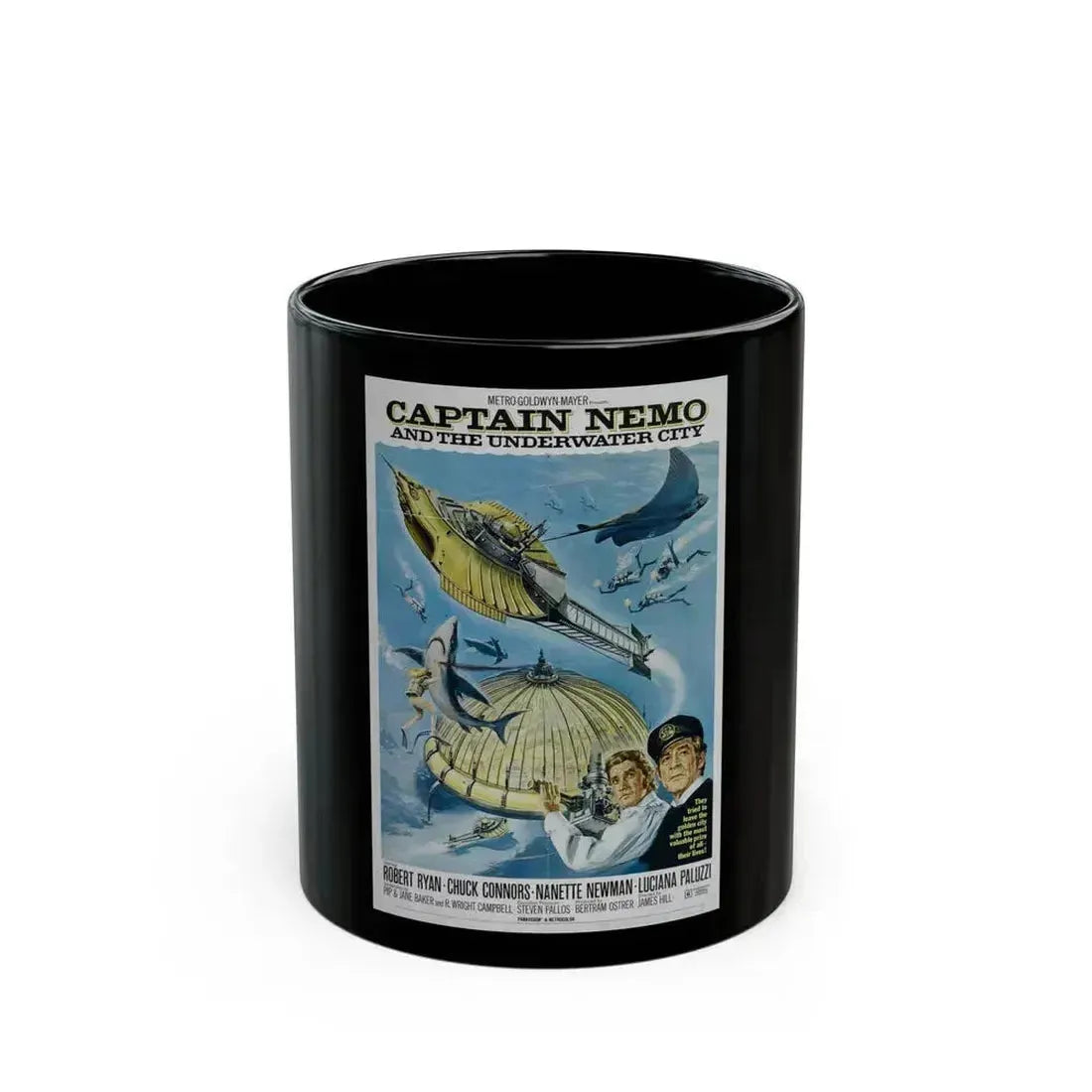CAPTAIN NEMO AND THE UNDERWATER CITY 1969 Movie Poster - Black Coffee Mug 11oz - Go Mug Yourself