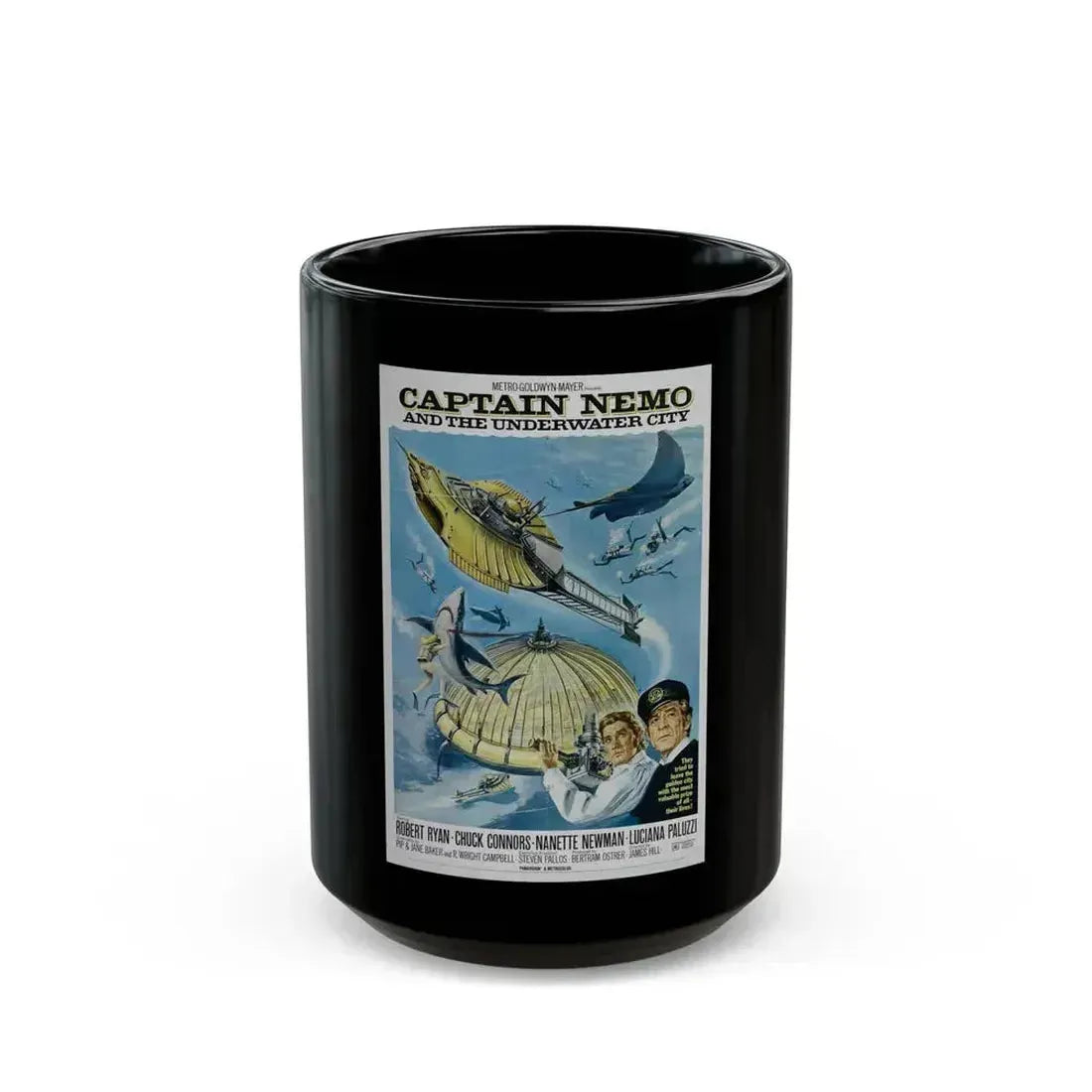 CAPTAIN NEMO AND THE UNDERWATER CITY 1969 Movie Poster - Black Coffee Mug 15oz - Go Mug Yourself