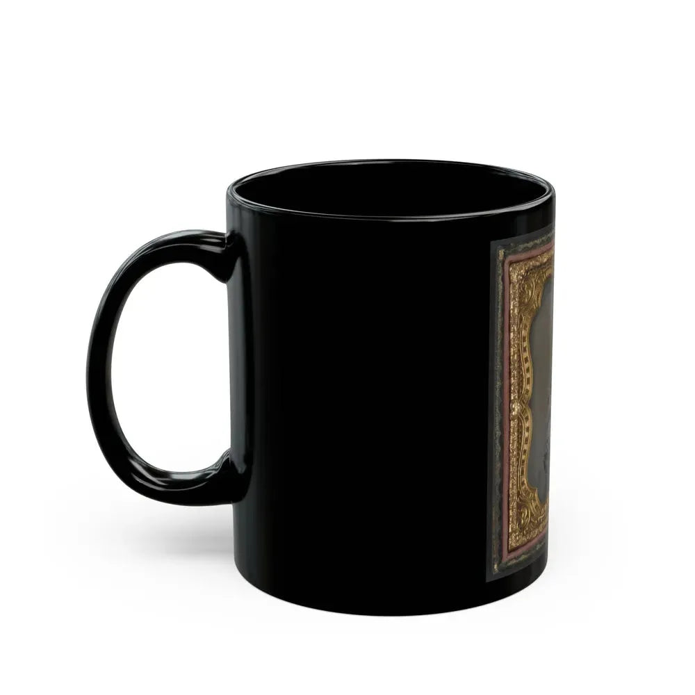 Captain William A. Hill Of Company D, 4th Virginia Cavalry Regiment, With Book On Lap (U.S. Civil War) Black Coffee Mug - Go Mug Yourself