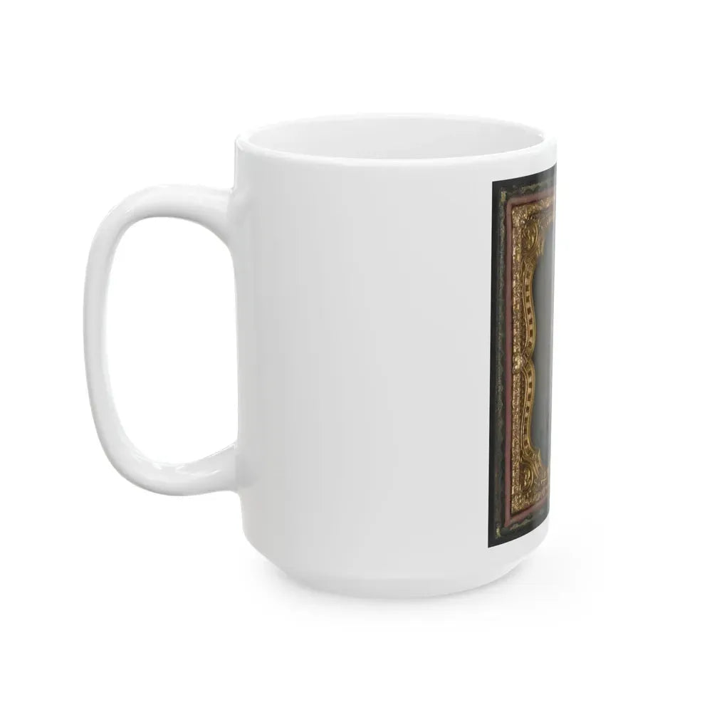 Captain William A. Hill Of Company D, 4th Virginia Cavalry Regiment, With Book On Lap (U.S. Civil War) White Coffee Mug - Go Mug Yourself