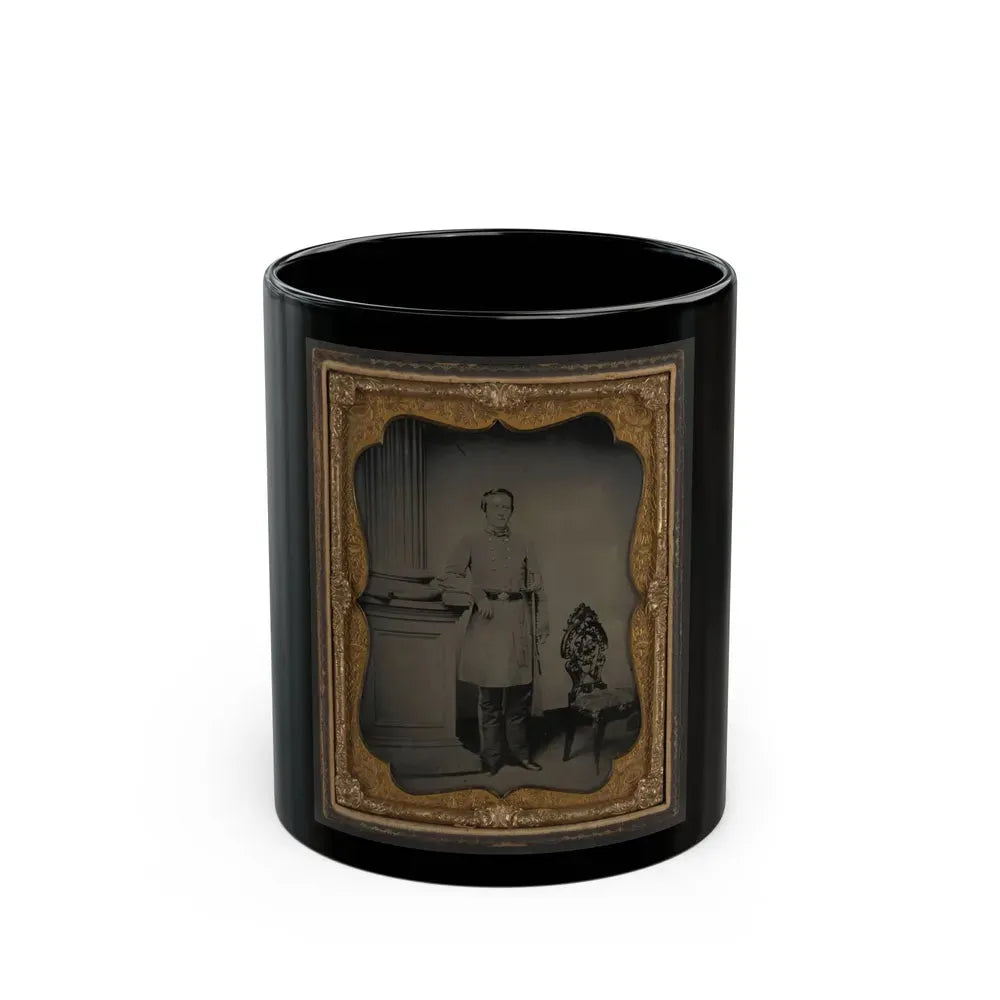 Captain William F. Mcrorie Of Co. A, 4th North Carolina Infantry Regiment In Uniform With Sword (U.S. Civil War) Black Coffee Mug 11oz - Go Mug Yourself