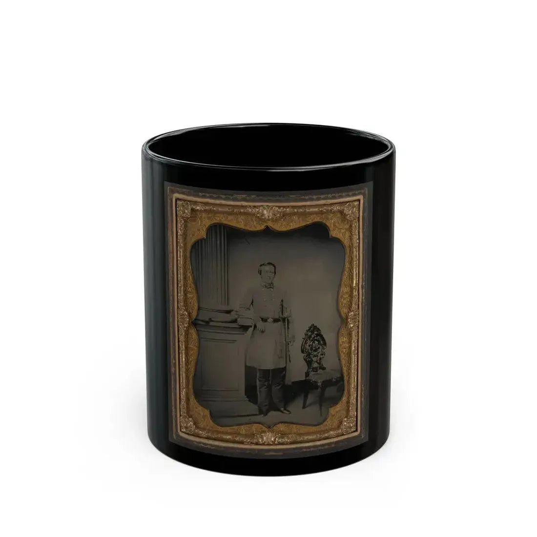 Captain William F. Mcrorie Of Co. A, 4th North Carolina Infantry Regiment In Uniform With Sword (U.S. Civil War) Black Coffee Mug 11oz - Go Mug Yourself
