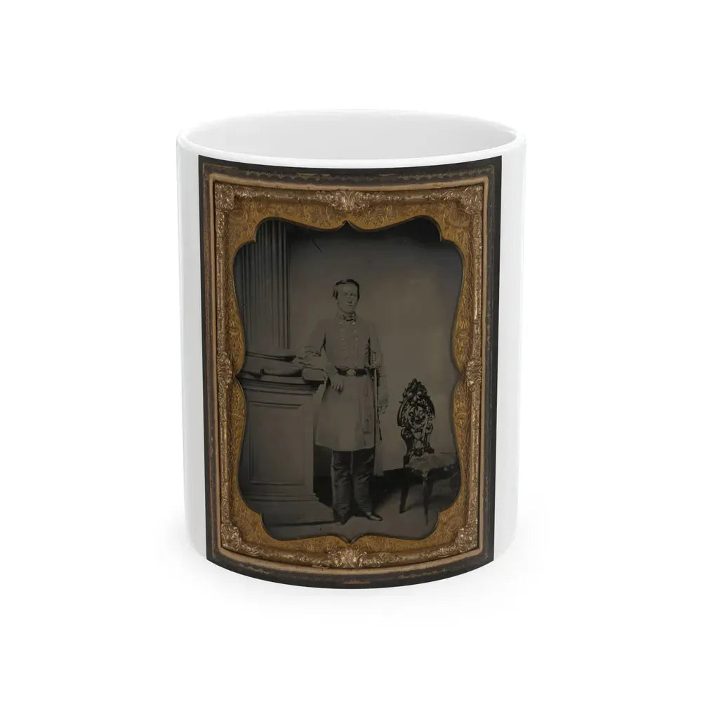 Captain William F. Mcrorie Of Co. A, 4th North Carolina Infantry Regiment In Uniform With Sword (U.S. Civil War) White Coffee Mug 11oz - Go Mug Yourself