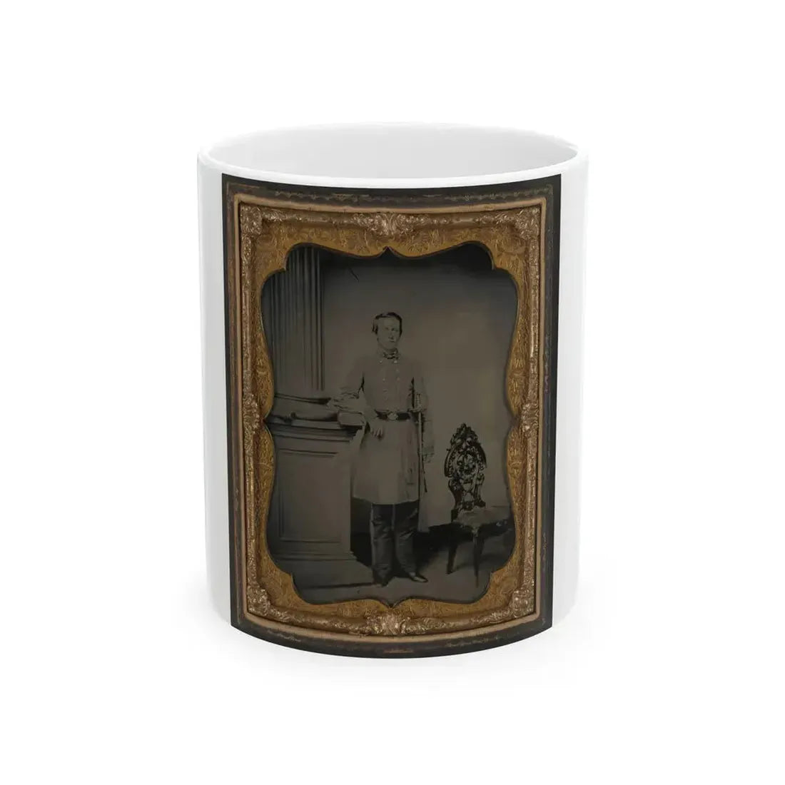 Captain William F. Mcrorie Of Co. A, 4th North Carolina Infantry Regiment In Uniform With Sword (U.S. Civil War) White Coffee Mug 11oz - Go Mug Yourself