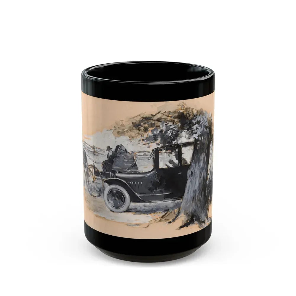 Car Passing a Buggy, Chevrolet ad illustration, 1925 - Black Coffee Mug 15oz - Go Mug Yourself