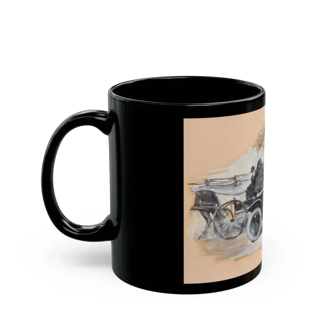 Car Passing a Buggy, Chevrolet ad illustration, 1925 - Black Coffee Mug - Go Mug Yourself