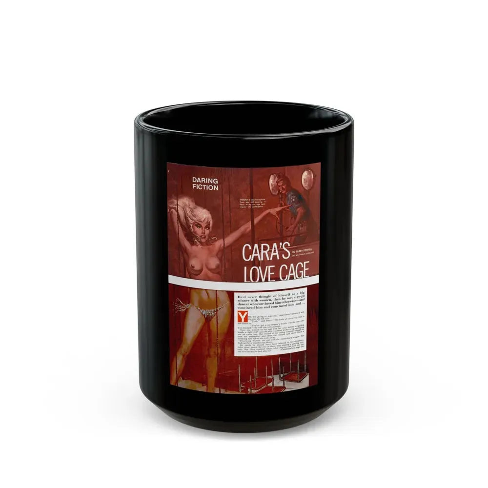 Cara's Love Cage, Male magazine, June 1971 - Black Coffee Mug 15oz - Go Mug Yourself