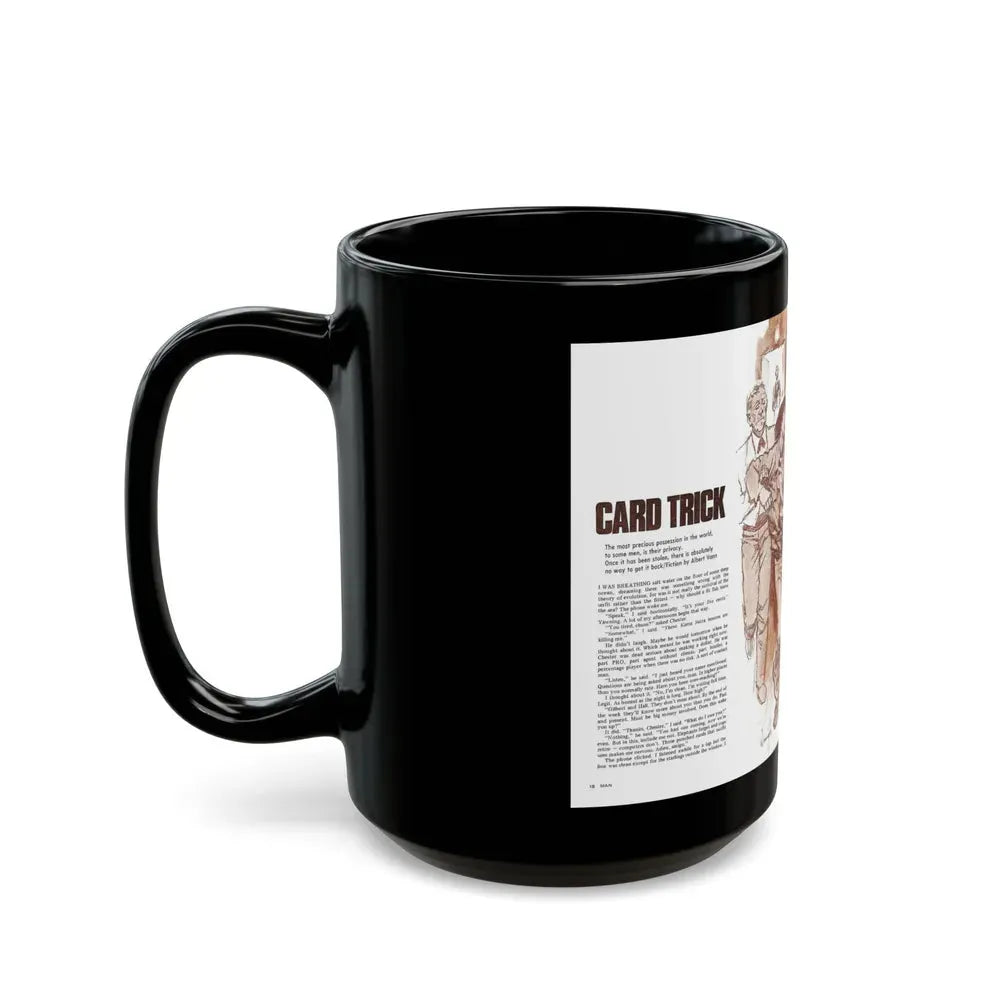 Card Trick, Man magazine, October 1971 - Black Coffee Mug - Go Mug Yourself