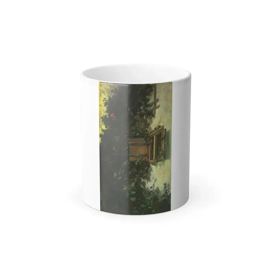 Carl Spitzweg (1808-1885) House wall with stable windows and climbing roses growing espalier - Oil on Pa-0 - Color Changing Mug 11oz 11oz - Go Mug Yourself