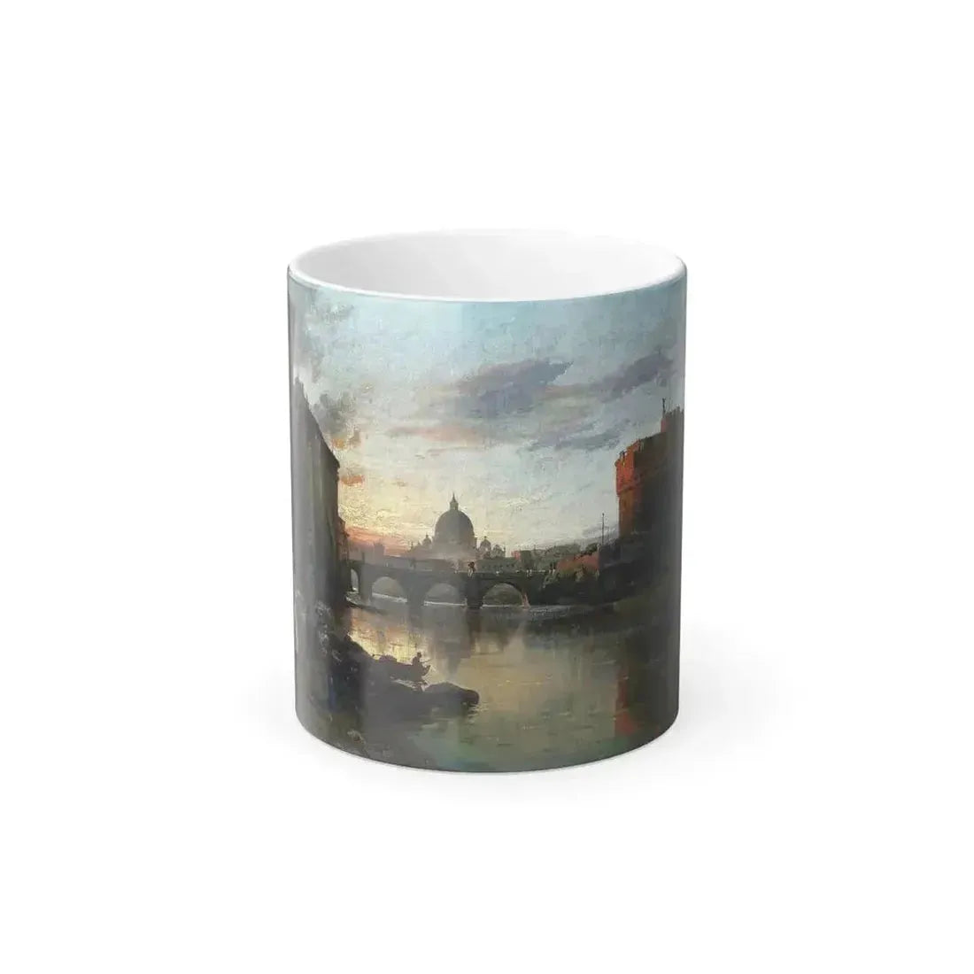 Carl Wuttke (1849-1927) Veduta di Roma - Abendstimmung am Tiber mit Engelsburg und im Hintergrund der Pe-0 - Color Changing Mug 11oz 11oz - Go Mug Yourself