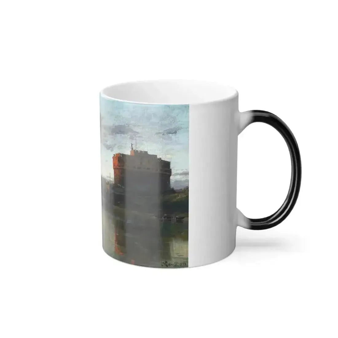 Carl Wuttke (1849-1927) Veduta di Roma - Abendstimmung am Tiber mit Engelsburg und im Hintergrund der Pe-0 - Color Changing Mug 11oz - Go Mug Yourself