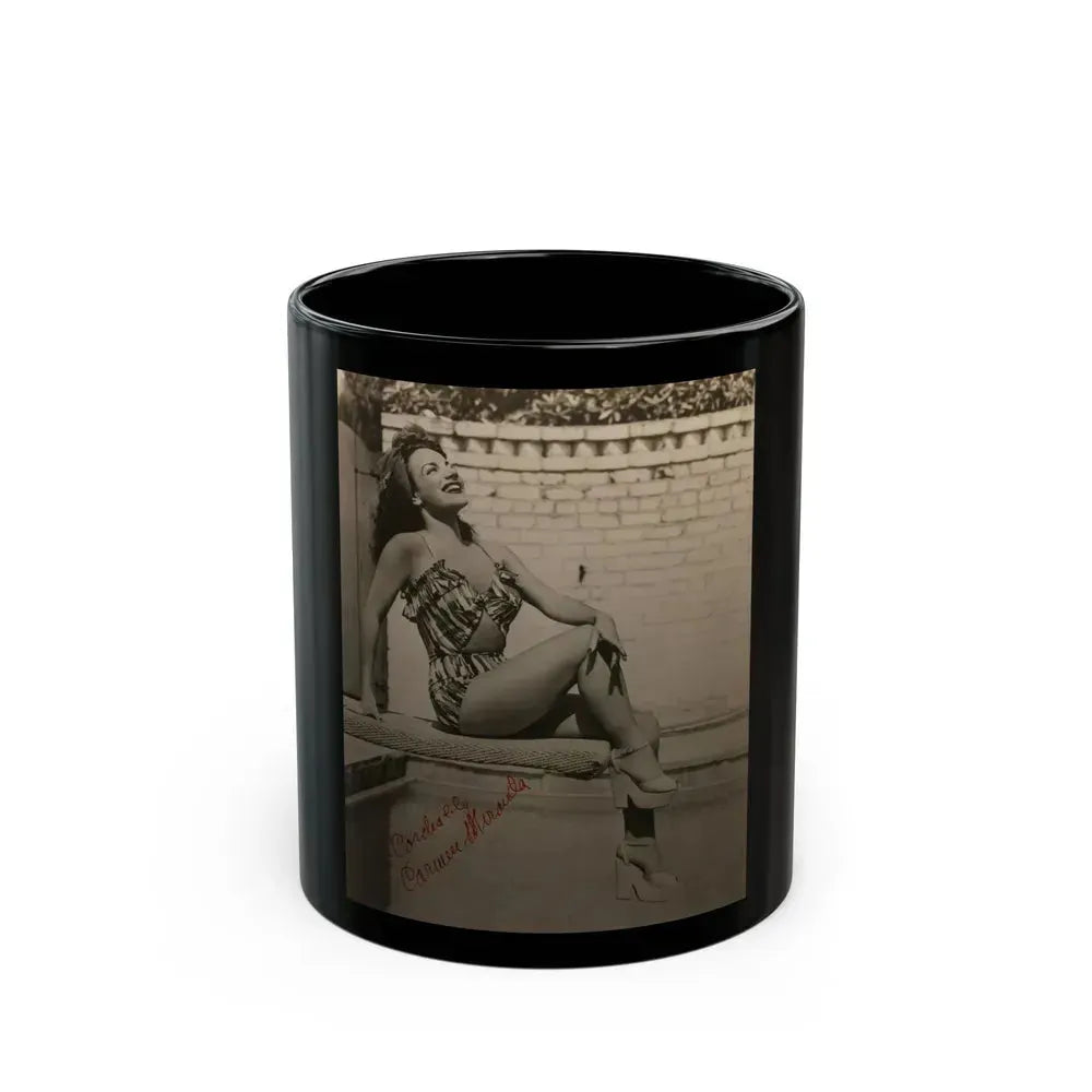 Carmen Miranda #10 (Vintage Female Icon) Black Coffee Mug 11oz - Go Mug Yourself