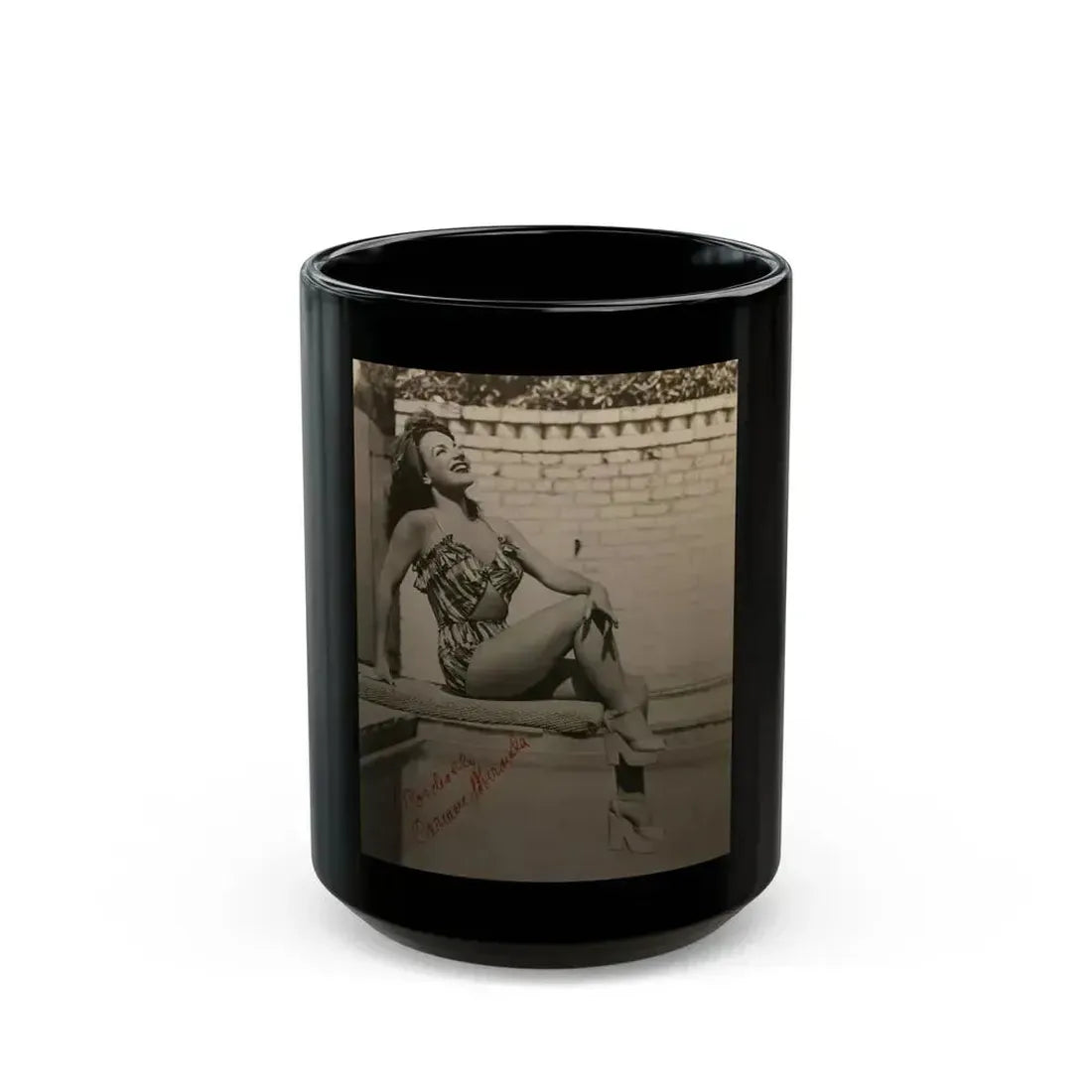 Carmen Miranda #10 (Vintage Female Icon) Black Coffee Mug 15oz - Go Mug Yourself