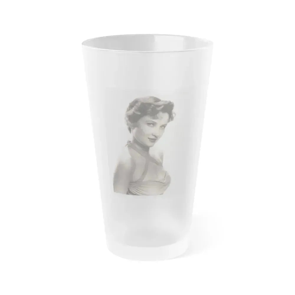 Carol Ohmart #22 - Vintage B&W 7x9 Glamour Portrait Photo from 6-21-55 (Vintage Female Icon) Frosted Pint Glass 16oz 16oz Frosted - Go Mug Yourself