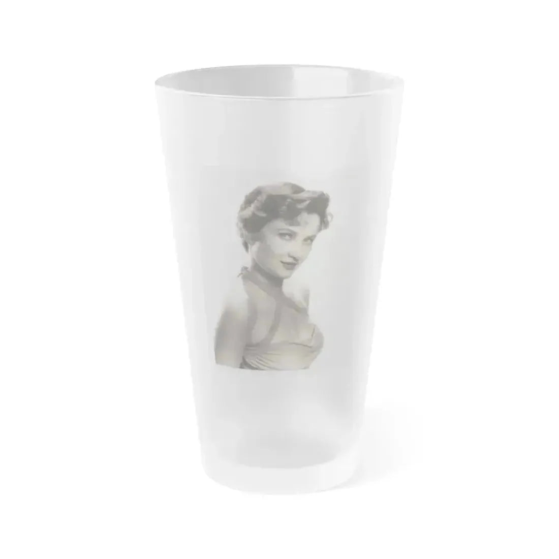 Carol Ohmart #22 - Vintage B&W 7x9 Glamour Portrait Photo from 6-21-55 (Vintage Female Icon) Frosted Pint Glass 16oz 16oz Frosted - Go Mug Yourself