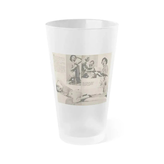 Carol Ohmart #64 - Pages 2 & 3 of 3 with, 4 B&W Photos, Caption & Short Article from Foto-rama Digest Mag. February '56 (Vintage Female Icon) Frosted Pint Glass 16oz 16oz Frosted - Go Mug Yourself