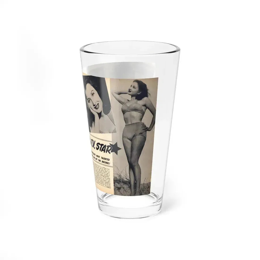 Carol Ohmart #75 - Pages 1 & 2 of 2 with, Carol+5 B&W Photos including 2 Mag. Covers & Brief Article from Famous MODELS Mag. March-April '51 (Vintage Female Icon) Pint Glass 16oz - Go Mug Yourself